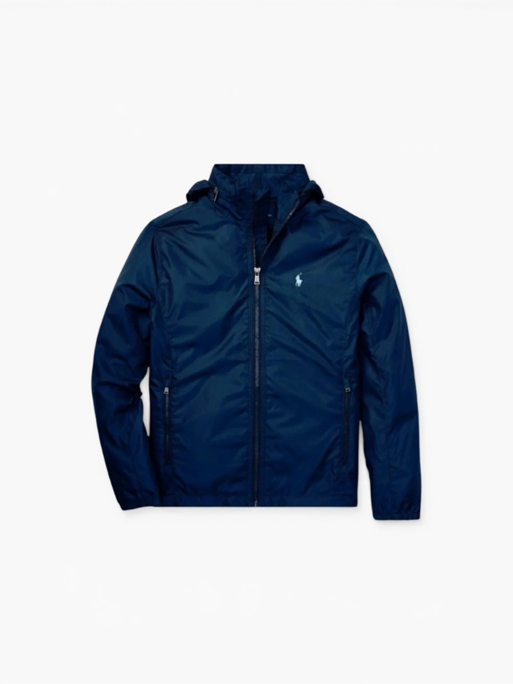 Polo Ralph Lauren Boys Navy Blue Hooded Windbreaker Jacket Size 8 Lightweight